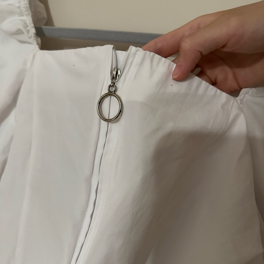 White puffy sleeve blouse cropped - Picture 3 of 4